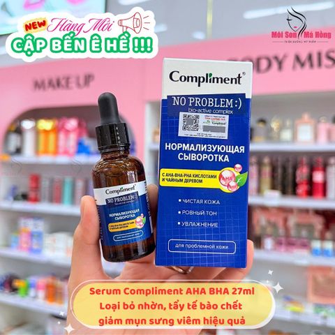 Tinh Chất Hỗ Trợ Giảm Mụn Mờ Thâm, Se Lỗ Chân Lông Cho Da Dầu Mụn Compliment No problem AHA-BHA-PHA Serum 27ml