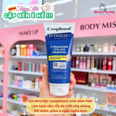 Gel Rửa Mặt Compliment AHA-BHA-PHA Tẩy Da Chết 200ml No Problem AHA - BHA - PHA & Tea Tree Cleansing Gel