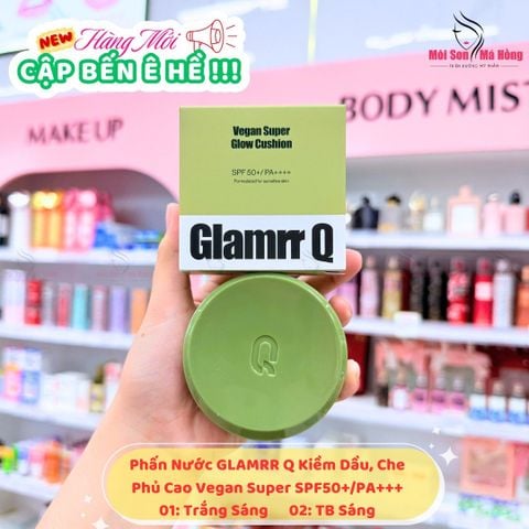 Phấn Nước Căng Bóng Thuần Chay Glamrr Q Vegan Super GLOW Cushion SPF50+ PA++++ 15g (NO.02 NATURAL BEIGE: Da tự nhiên hoặc thích kiểu trang điểm tự nhiên)