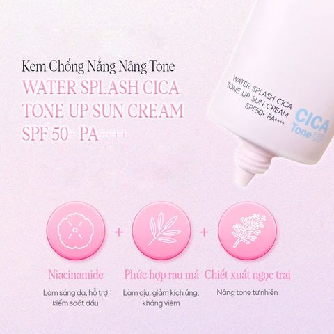 Kem Chống Nắng Nâng Tone Trắng Hồng Espoir Water Splash Cica Tone Up Sun Cream SPF50+ PA++++ 60ml