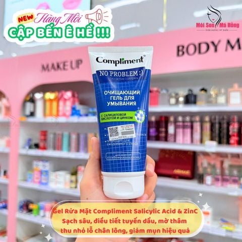 Gel Rửa Mặt Compliment BHA & Zinc Giảm Viêm Ngừa Mụn 200ml No Problem BHA & Zinc Cleansing Gel