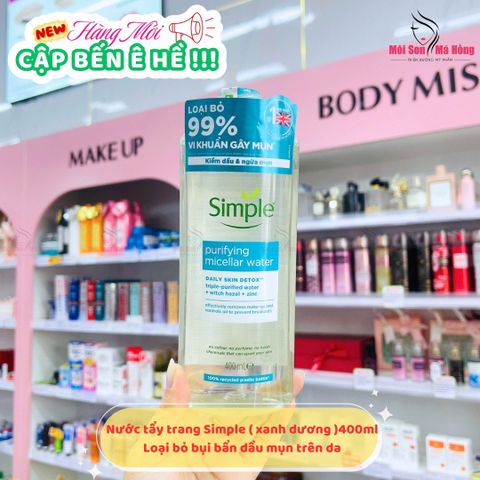 Nước Tẩy Trang Simple Cho Da Dầu Mụn 400ml Purifying Micellar Water