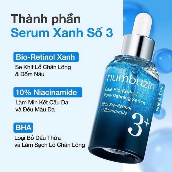 Tinh Chất Thu Nhỏ Lỗ Chân Lông NUMBUZIN No.3 Blue Bio-Retinol Pore Refining Serum
