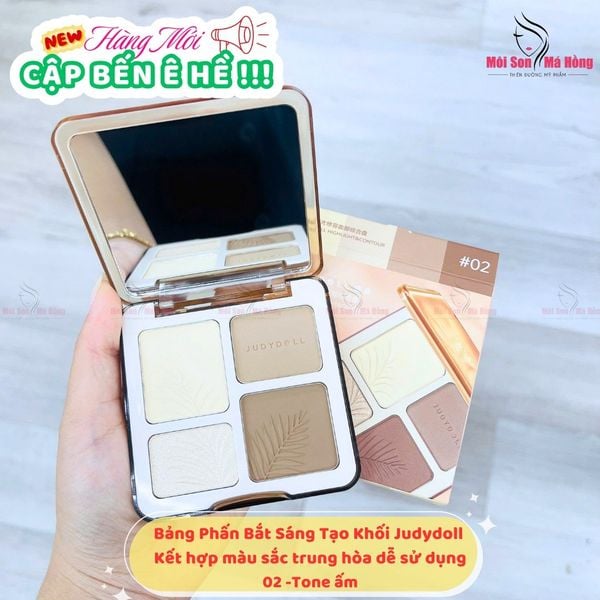 Bảng Highlight Và Tạo Khối Judydoll 4 Màu - 01 Tông Lạnh 9g (Mới) Highlight & Contour Palette