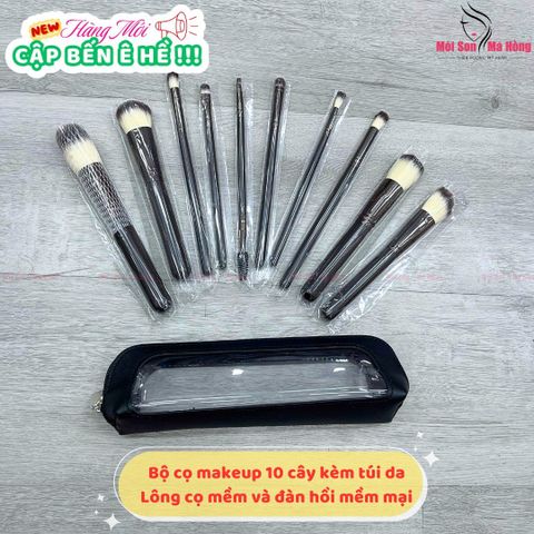 Bộ Cọ Trang Điểm 10 Cây Kèm Túi Da