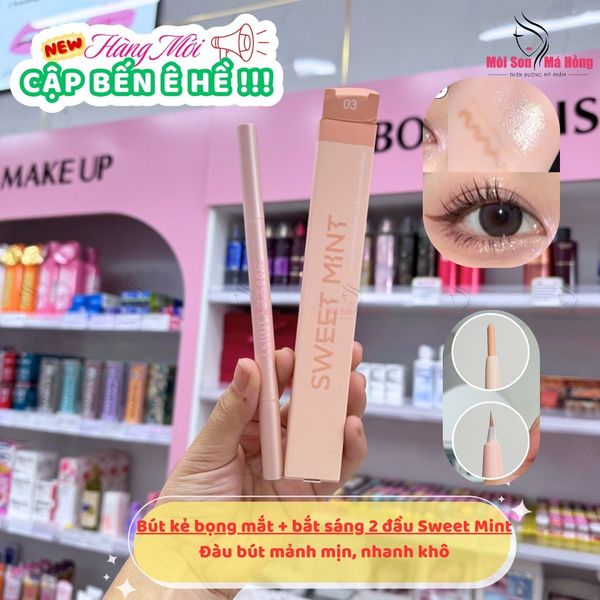 SWEET MINT Bút Nhũ Bắt Sáng Vẽ Bọng Mắt 2 Đầu