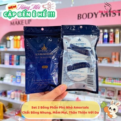 Bộ 2 Bông Phấn Phủ Amortals Silky Velvet Natural Finishing Powder Puff