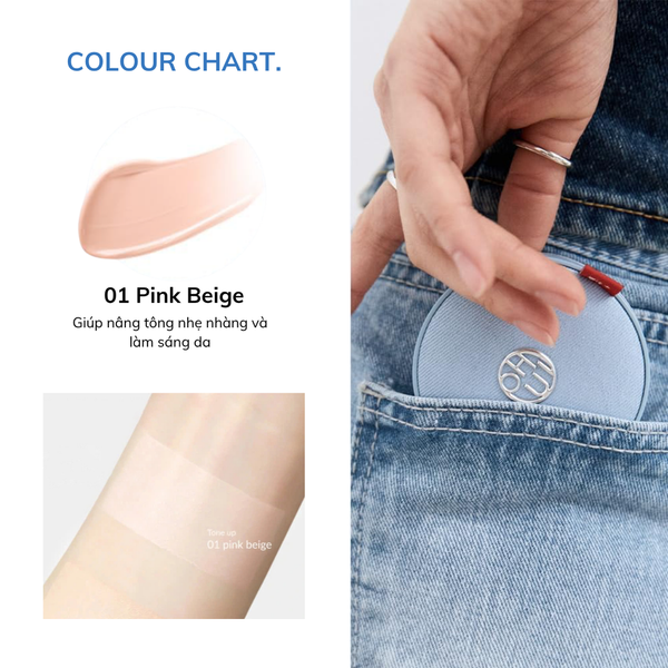 (CÔNG TY) Phấn Nước Nâng Tông Da Ohui Ultimate Fit Tone Up Jean Cushion SPF33 PA++ 15g (tặng kèm lõi)