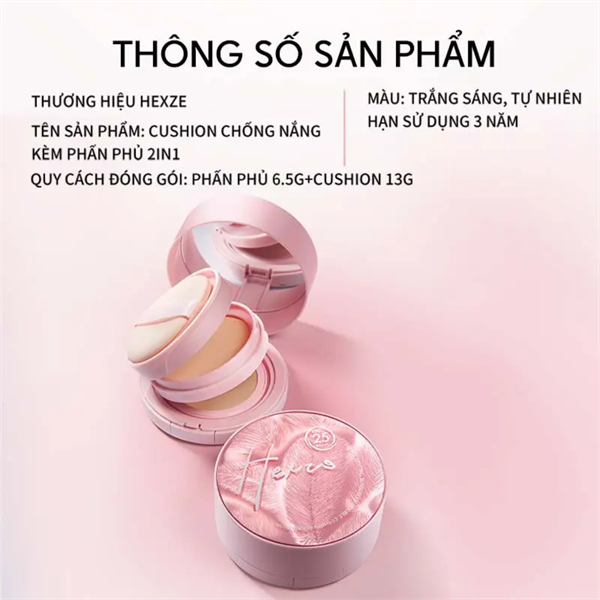 Phấn Nước Hexze Lâu Trôi Mịn Đẹp - Màu Tự Nhiên 15g Brightening Longlasting Cushion Foundation - Natural