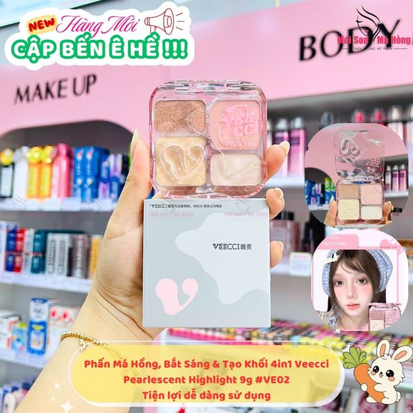 Phấn Má Hồng, Bắt Sáng & Tạo Khối 4in1 Veecci Pearlescent Highlight 9g