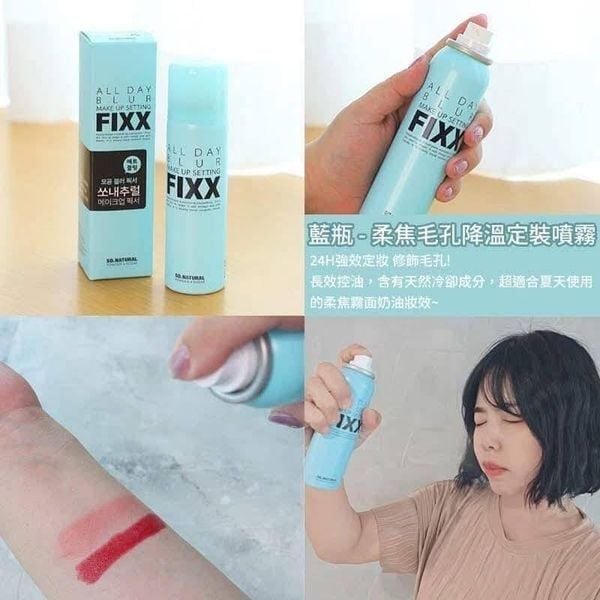 Xịt Khóa Makeup So’Natural All Day Blur Makeup Up Setting Fixx 75ml- Kiểm soát dầu nhẹ, che phủ lỗ chân lông