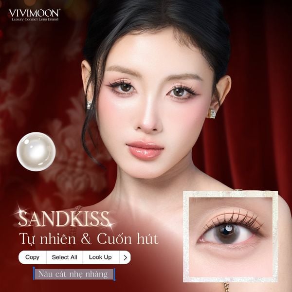 1 bên Lens cận khóa ẩm VIVIMOON màu Sandkiss kính áp tròng hạn sử dụng 1 tháng - 0 độ