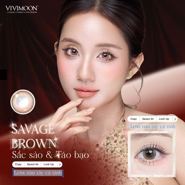 Vivimoon 1 bên Lens cho mắt thở 6 tháng Savage Brown - 0 độ