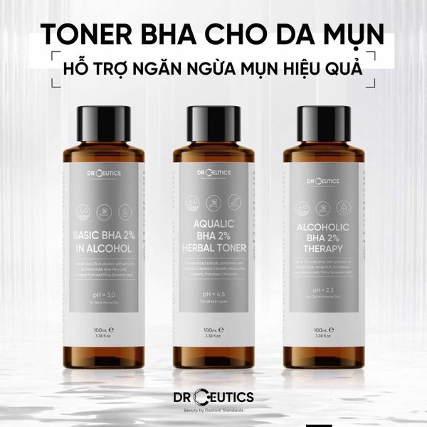 Nước Hoa Hồng Hỗ Trợ Loại Bỏ Tế Bào Chết DrCeutics Aqualic BHA 2% Herbal Toner