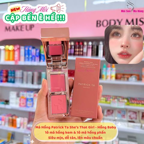 Má Hồng Patrick TA Mini Major Headlines Double-Take Crème & Powder Blush Duo #She's That Girl - Hồng baby