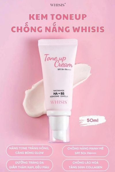 Kem Dưỡng Ẩm Trắng Da Nâng Tone Tức Thì Tinh Chất Hoa Hồng Whisis Rose Toneup Cream 50ml