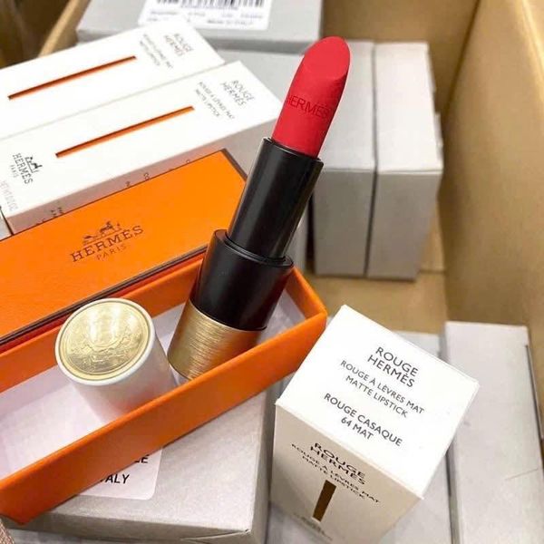 Son Lì Hermès Rouge Hermès Silky Lipstick Shine 64 Rouge Casaque Màu Đỏ Tươi