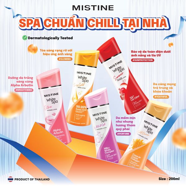 Sữa dưỡng thể trắng mịn da White Spa Mistine Thái Lan
