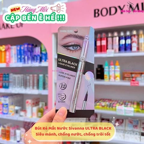 Bút kẻ mắt chống nước, lâu trôi Sivanna Utra black Liquid Eyeliner HF8201