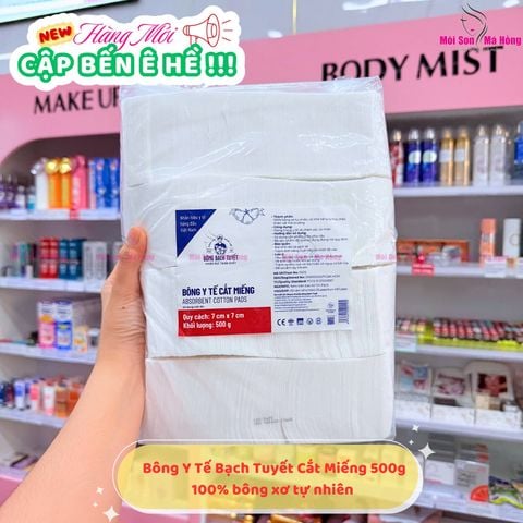 Bông Bạch Tuyết - Bông Y Tế Cắt Miếng (7cm x 7cm) 500g
