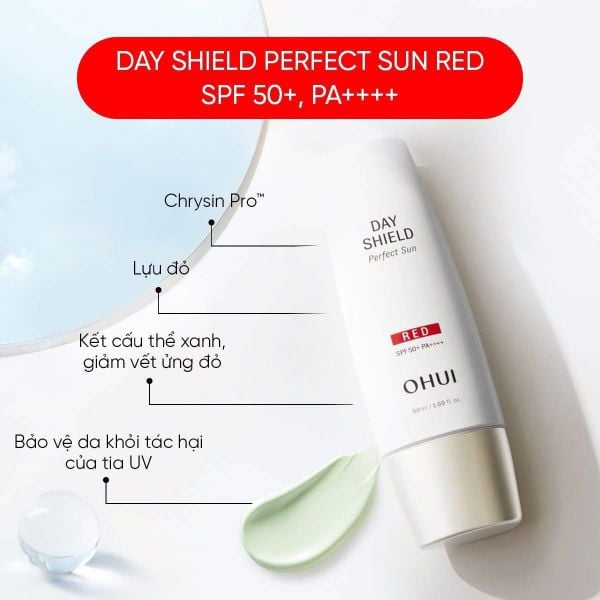 Kem chống nắng kiểm soát dầu OHUI Day Shield Perfect Sun Black/Red