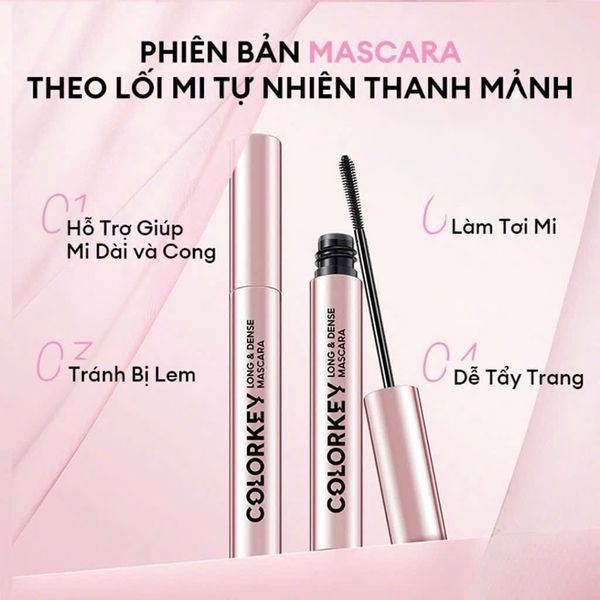 Mascara Colorkey Hỗ Trợ Giúp Mi Dài Và Tơi 4.5g Long & Dense Mascara