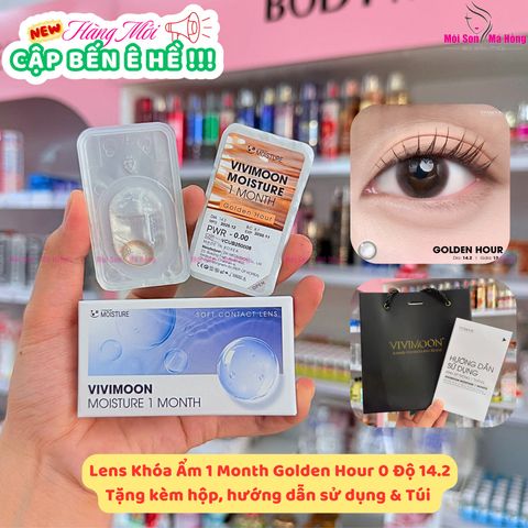 1 bên Lens cận khóa ẩm VIVIMOON màu nâu tự nhiên Golden Hour, kính áp tròng hạn sử dụng 1 tháng - 0 độ