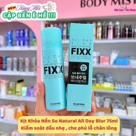 Xịt Khóa Makeup So’Natural All Day Blur Makeup Up Setting Fixx 75ml- Kiểm soát dầu nhẹ, che phủ lỗ chân lông