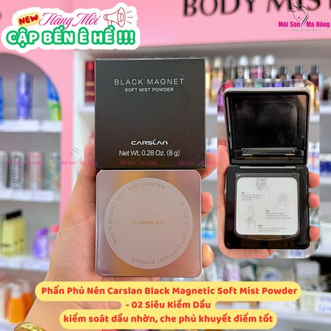 Phấn Nén Kiềm Dầu, Chống Nước Carslan Black Magnet Soft Mist Powder 8g (02 vỏ xám) - NÉN VỎ XÁM TRONG SUỐT