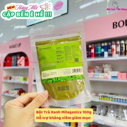 Bột Trà Xanh Milaganics Kiểm Soát Nhờn, Ngăn Ngừa Mụn 100g Green Tea Powder
