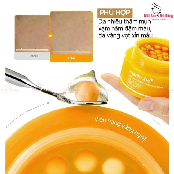 Kem Dưỡng Viên Nang Cấp Ẩm, Dưỡng Sáng MEDICUBE Kojic Acid Turmeric Vita Capsule Cream 53g