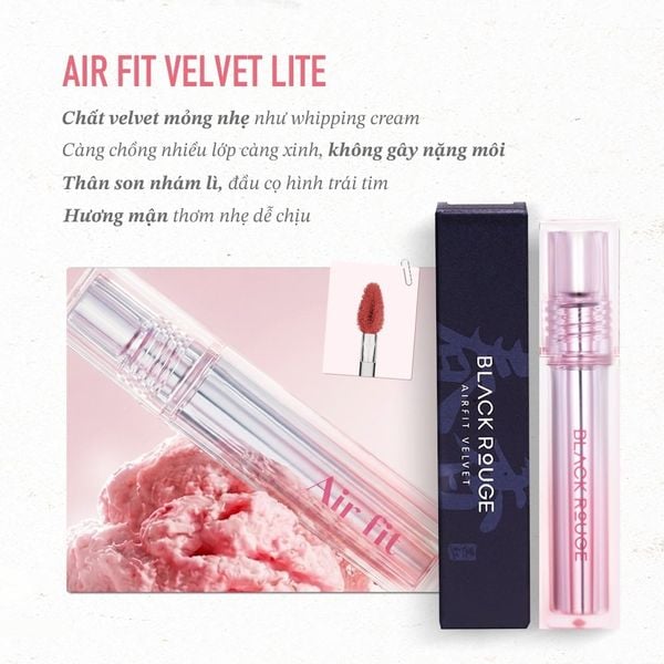 [MỚI] Son kem Black Rouge Air Fit Velvet Lite mềm mịn màu trendy - 4.2g