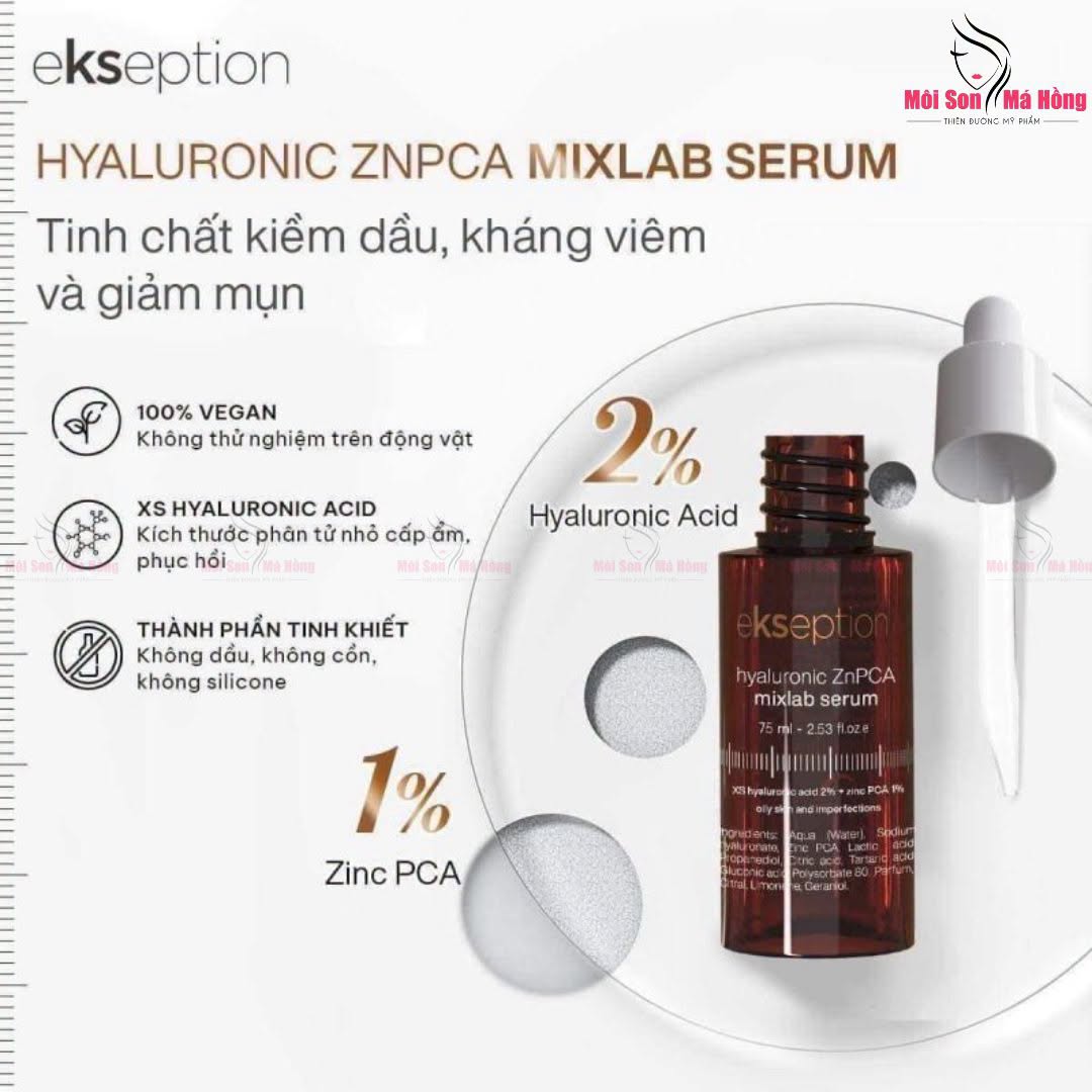 Tinh Chất Hỗ Trợ Giảm Mụn Kiểm Soát Dầu Nhờn Ekseption Hyaluronic ZnPCA Mixlab Serum 75ml