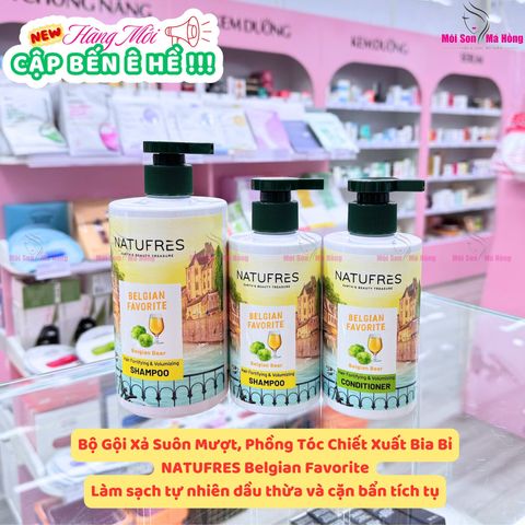 Dầu Gội Xả Làm Phồng Tóc Chiết Xuất Bia Bỉ NATUFRES Belgian Favorite