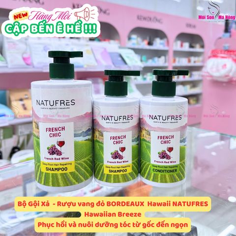 Dầu Gội Xả Phục Hồi Hư Tổn Vang Đỏ Pháp NATUFRES French Chic