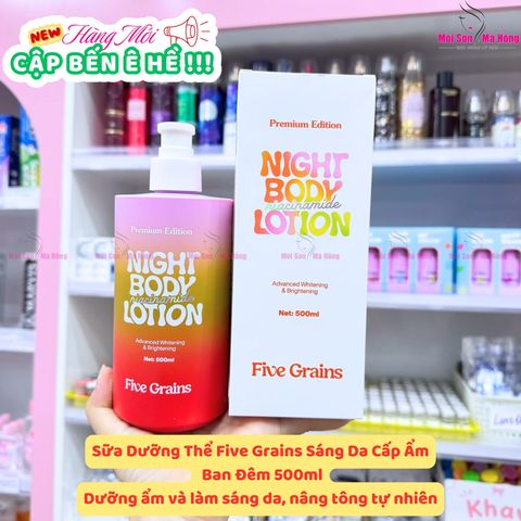 Sữa Dưỡng Thể Five Grains Sáng Da Cấp Ẩm Ban Đêm 500ml Niacinamide Night Body Lotion (Premium Edition)