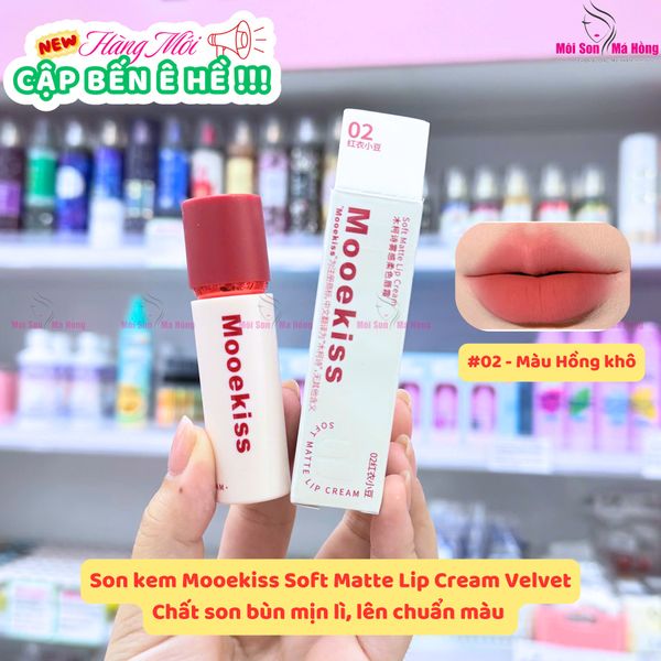Son Kem Lâu Trôi Mooekiss Soft Matte Lip Cream Velvet (Nắp Đỏ) 3g