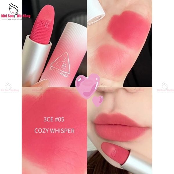 Son Thỏi 3CE Mềm Môi 05 Cozy Whisper - Hồng Hạ Phai 3.5g Cashmere Hug Lipstick