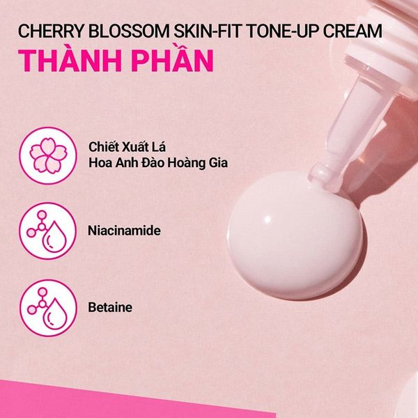 Kem Dưỡng Ẩm Nâng Tông Làm Sáng Chống Nắng Cho Da innisfree Cherry Blossom Glow Skin-Fit Tone-up Cream SPF50+