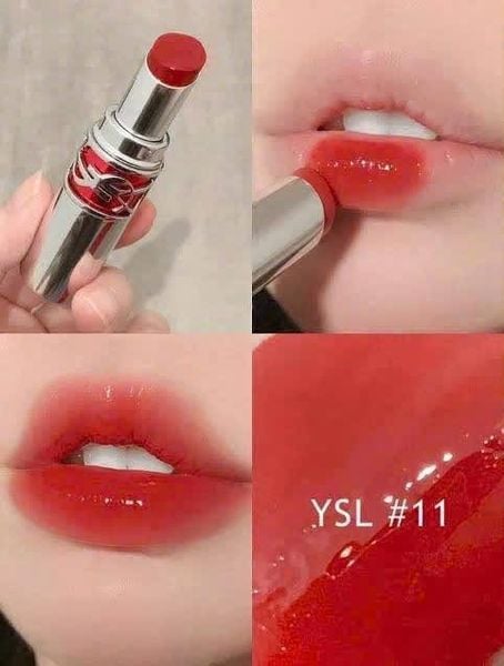 Son YSL Loveshine Candy Glaze Lip Gloss Stick 11 Red Thrill – Đỏ Hồng Cam