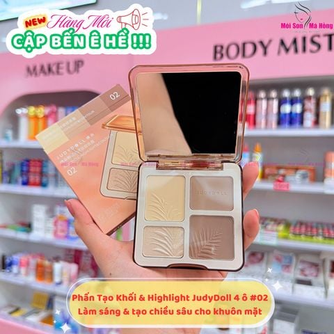 NEW JUDYDOLL Bảng Tạo Khối 4 ô Highlight&Contour Version 3 #02 ( tông ấm )