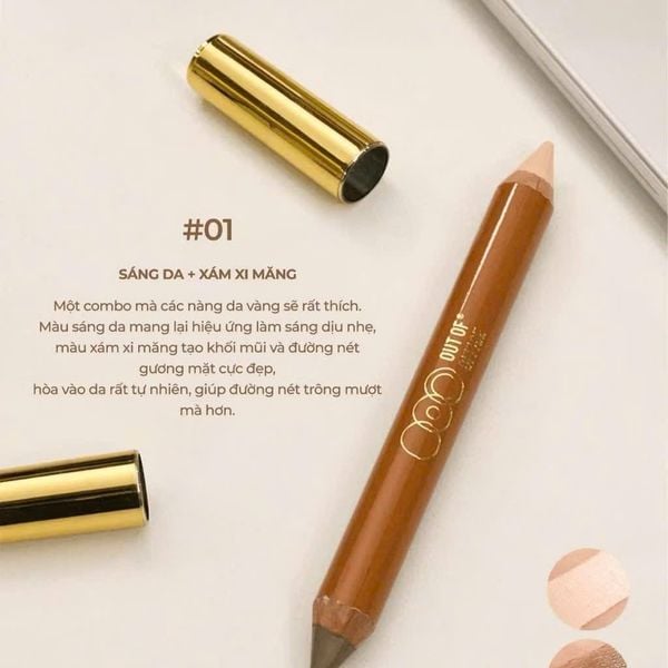 Bút Tạo Khối Out Of Office 2 Đầu Màu 01 Sáng Da 5g Contour & Highlight Duo Pencil