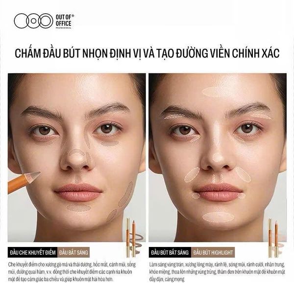 Bút Tạo Khối Out Of Office 2 Đầu Màu 01 Sáng Da 5g Contour & Highlight Duo Pencil