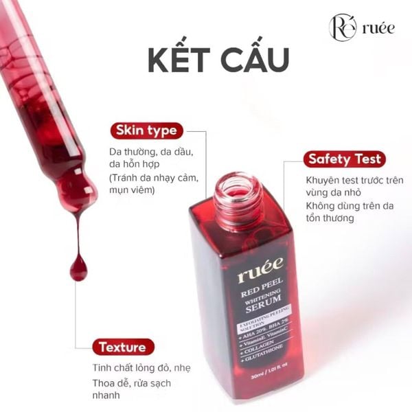 Tinh Chất Serum Peel Da RUÉE Red Peel Whitening Serum 30ml – Chăm Sóc Da Hằng Ngày