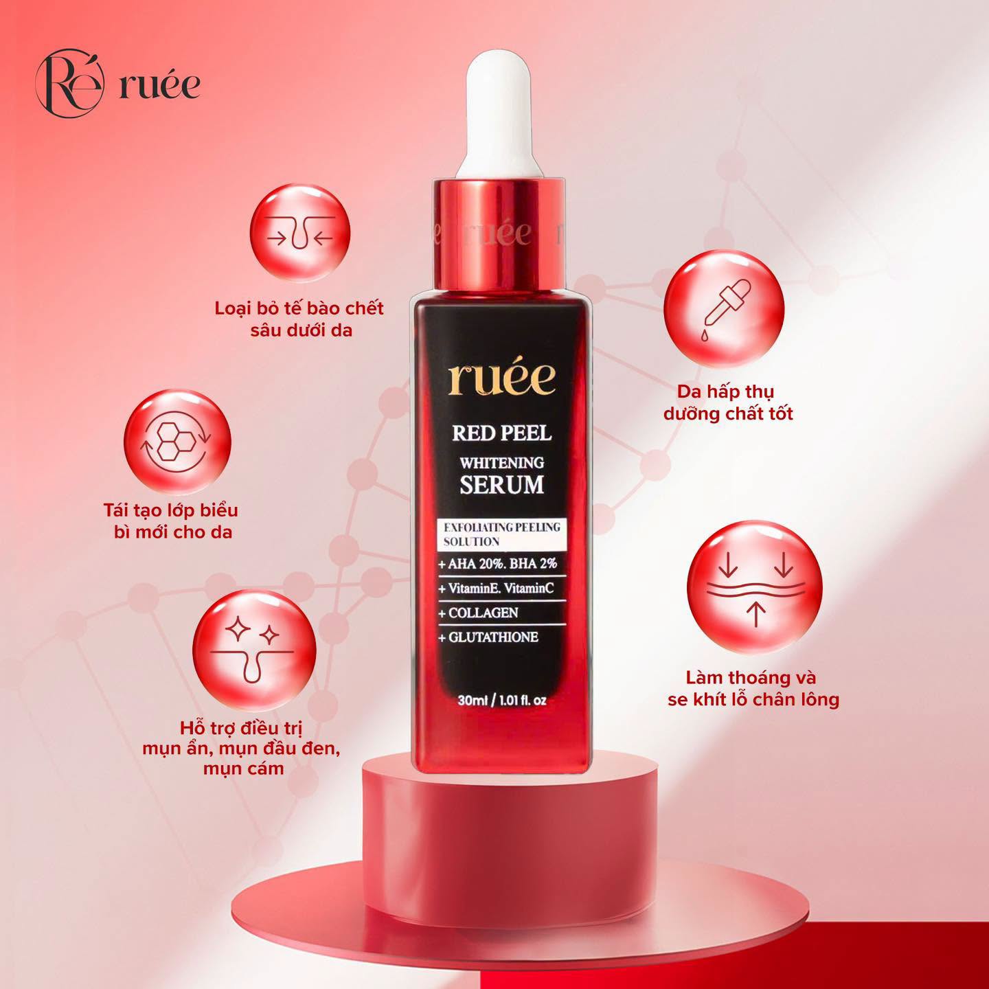 Tinh Chất Serum Peel Da RUÉE Red Peel Whitening Serum 30ml – Chăm Sóc Da Hằng Ngày