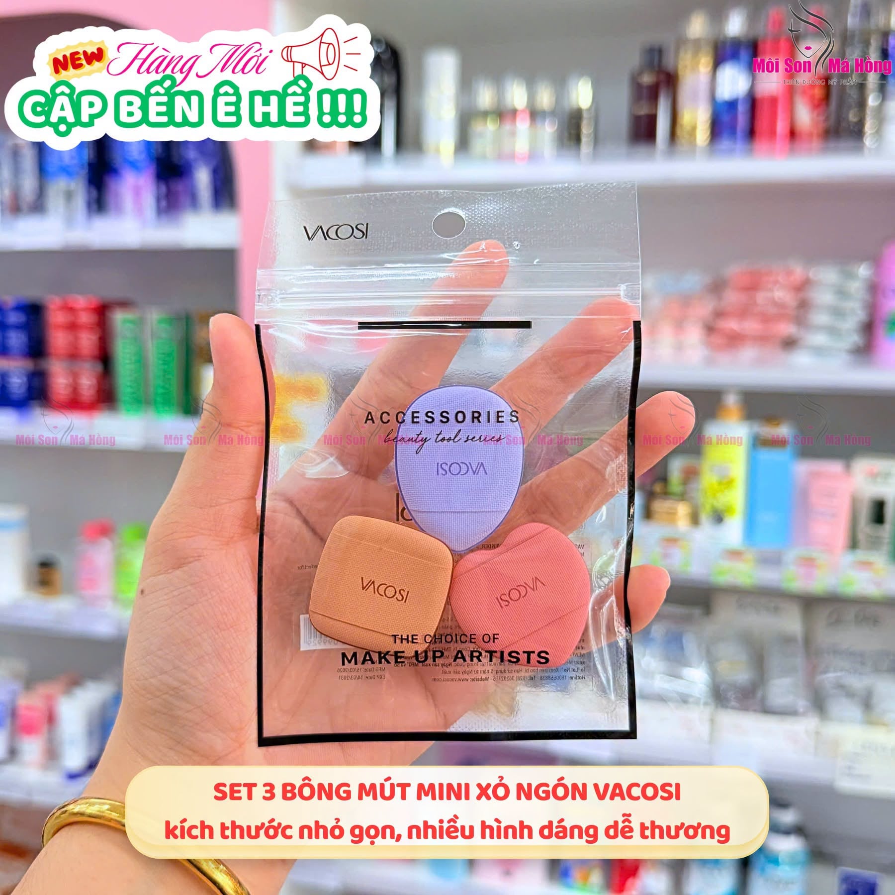 Bông Cushion Vacosi Xỏ Ngón Mini Màu Đen Top Finger Cushion