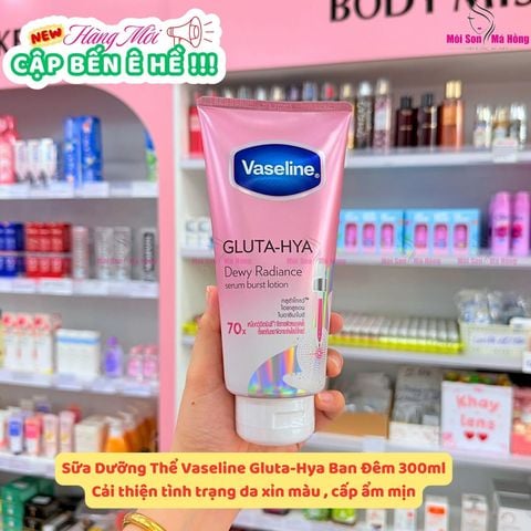 (CÔNG TY) Sữa Dưỡng Thể Vaseline 10x Gluta-Hya Serum Burst UV Lotion Dewy Radiance Sáng Da Chuyên Sâu Ban Đêm 300ml/ 330ml