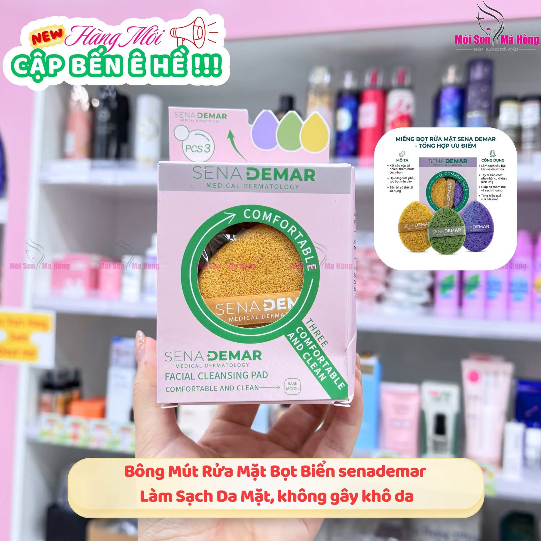 Bông Mút Rửa Mặt Bọt Biển senademar - Bọt Rửa Mặt Giọt Nước Làm Sạch Da Mặt, không gây khô da