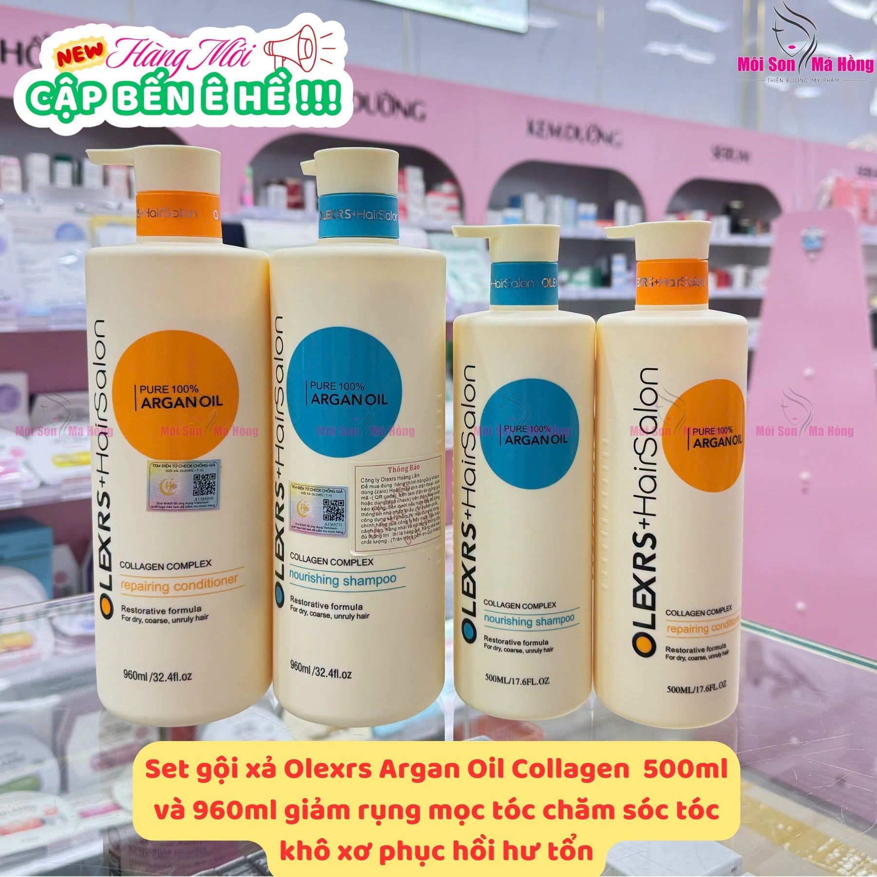 Combo Dầu Gội Xả Olexrs HairSalon Argan Oil Collagen Complex 500ml/ 960ml