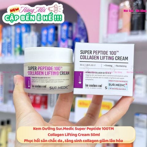 Kem Dưỡng Nâng Cơ, Cải Thiện Độ Đàn Hồi, Căng Mịn Sur.Medic+ Super Peptide 100 Collagen Lifting Cream 50ml